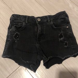 Zara Girls Black Denim Shorts Sz 11-12